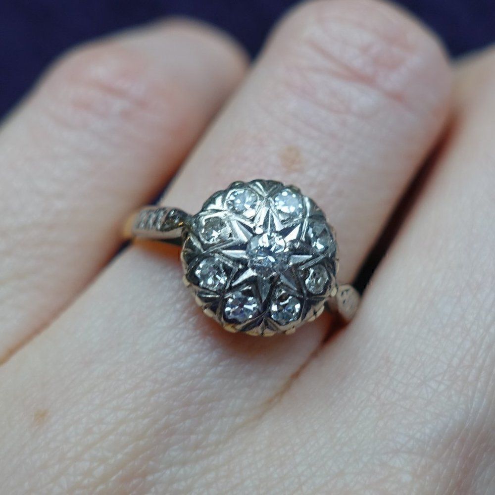 star engagement ring platinum and 18k yellow gold